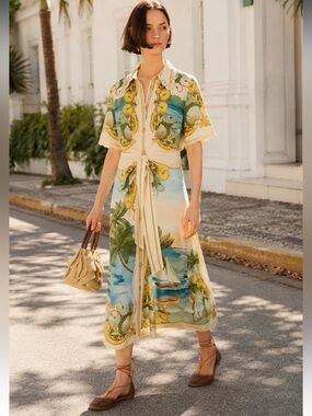 farm rio pineapple ikat asymmetric hem wrap dress | Dresses | Farm Rio Beaded Vneck Tie Size S Coming Soon After party dress for SIZE:10 Twisted Front